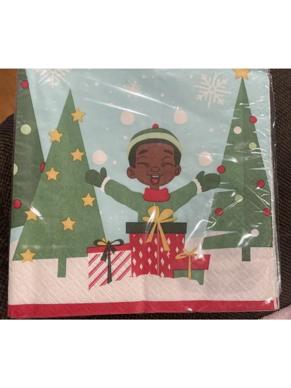 Mahogany Jolly Christmas Luncheon Napkins, 16 Ct-Black Paper Party-2 Ply